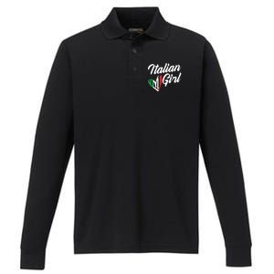 Funny Italy Culture Italian Roots Cute Italian Girl Performance Long Sleeve Polo