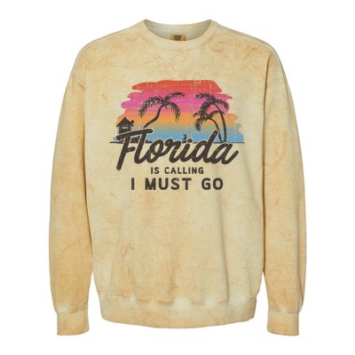 Florida Is Calling I Must Go Summer Vacation Gift Colorblast Crewneck Sweatshirt