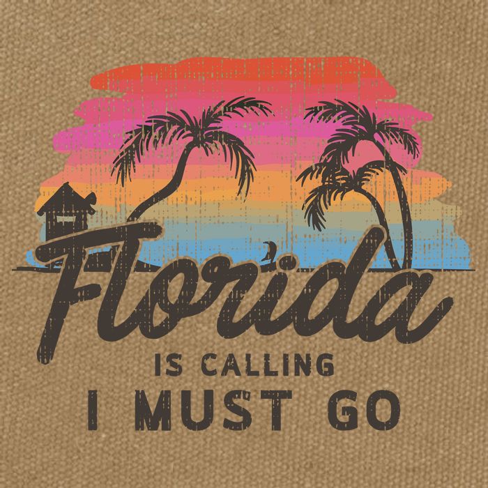 Florida Is Calling I Must Go Summer Vacation Gift Cotton Canvas Backpack
