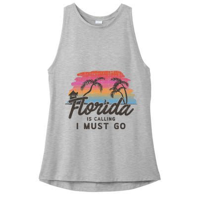 Florida Is Calling I Must Go Summer Vacation Gift Ladies PosiCharge Tri-Blend Wicking Tank