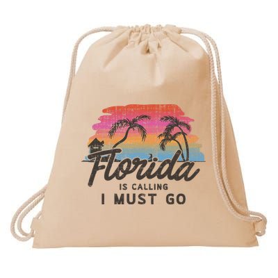 Florida Is Calling I Must Go Summer Vacation Gift Drawstring Bag
