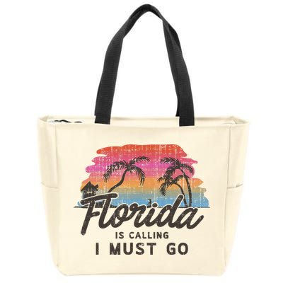 Florida Is Calling I Must Go Summer Vacation Gift Zip Tote Bag