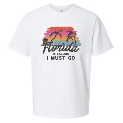 Florida Is Calling I Must Go Summer Vacation Gift Sueded Cloud Jersey T-Shirt