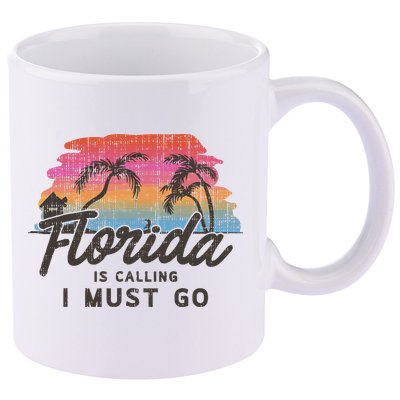 Florida Is Calling I Must Go Summer Vacation Gift 11oz C Handle Ceramic Mug