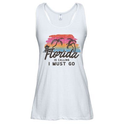 Florida Is Calling I Must Go Summer Vacation Gift Ladies Essential Flowy Tank