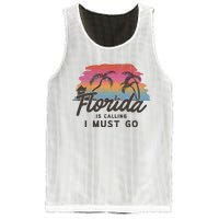 Florida Is Calling I Must Go Summer Vacation Gift Mesh Reversible Basketball Jersey Tank