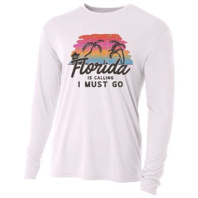 Florida Is Calling I Must Go Summer Vacation Gift Cooling Performance Long Sleeve Crew