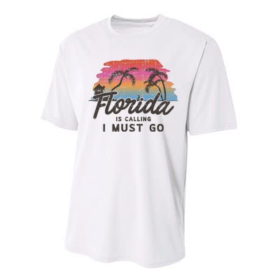 Florida Is Calling I Must Go Summer Vacation Gift Performance Sprint T-Shirt