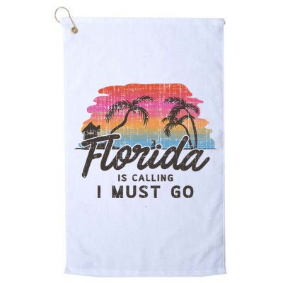 Florida Is Calling I Must Go Summer Vacation Gift Golf Towel