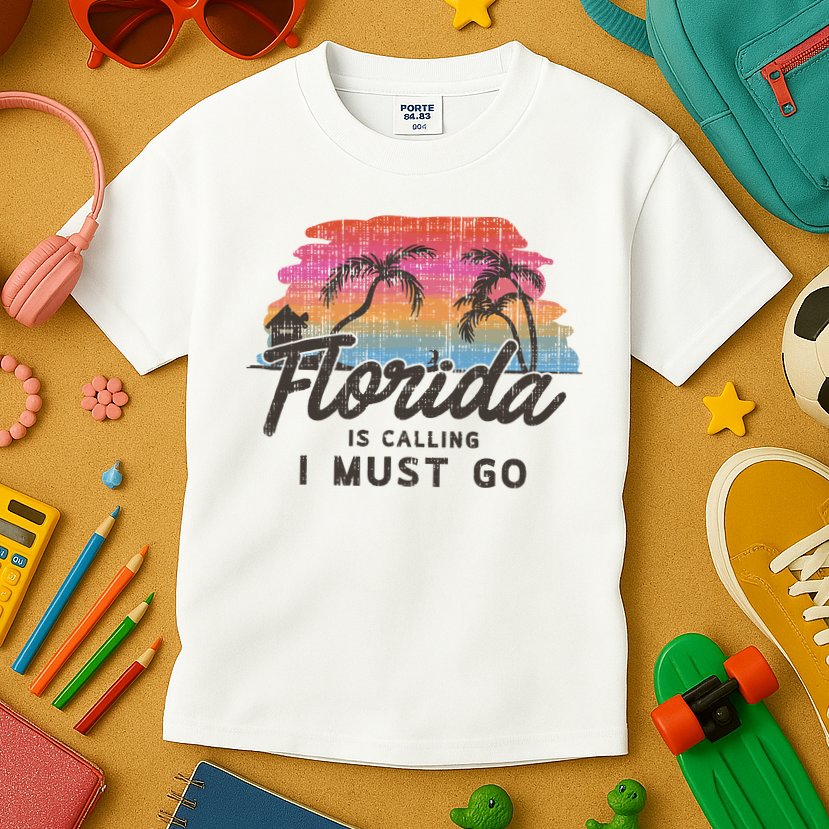 Florida Is Calling I Must Go Summer Vacation Gift Kids T-Shirt