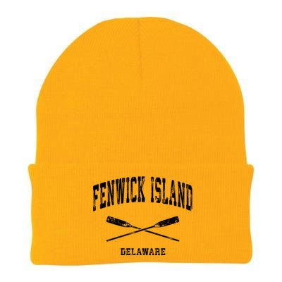 Fenwick Island Delaware Vintage Nautical Crossed Oars Gift Knit Cap Winter Beanie