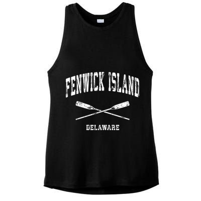 Fenwick Island Delaware Vintage Nautical Crossed Oars Gift Ladies PosiCharge Tri-Blend Wicking Tank