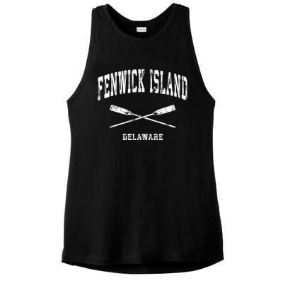 Fenwick Island Delaware Vintage Nautical Crossed Oars Gift Ladies PosiCharge Tri-Blend Wicking Tank