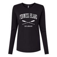 Fenwick Island Delaware Vintage Nautical Crossed Oars Gift Womens Cotton Relaxed Long Sleeve T-Shirt