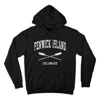 Fenwick Island Delaware Vintage Nautical Crossed Oars Gift Hoodie