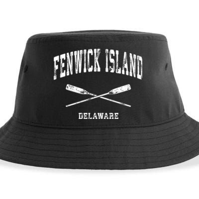 Fenwick Island Delaware Vintage Nautical Crossed Oars Gift Sustainable Bucket Hat