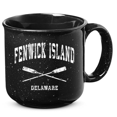 Fenwick Island Delaware Vintage Nautical Crossed Oars Gift 15oz Campfire Ceramic Mug