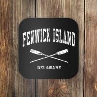 Fenwick Island Delaware Vintage Nautical Crossed Oars Gift Coaster