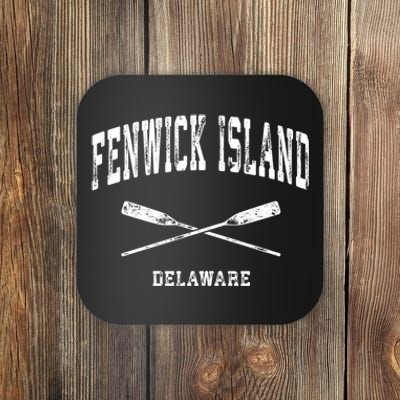 Fenwick Island Delaware Vintage Nautical Crossed Oars Gift Coaster