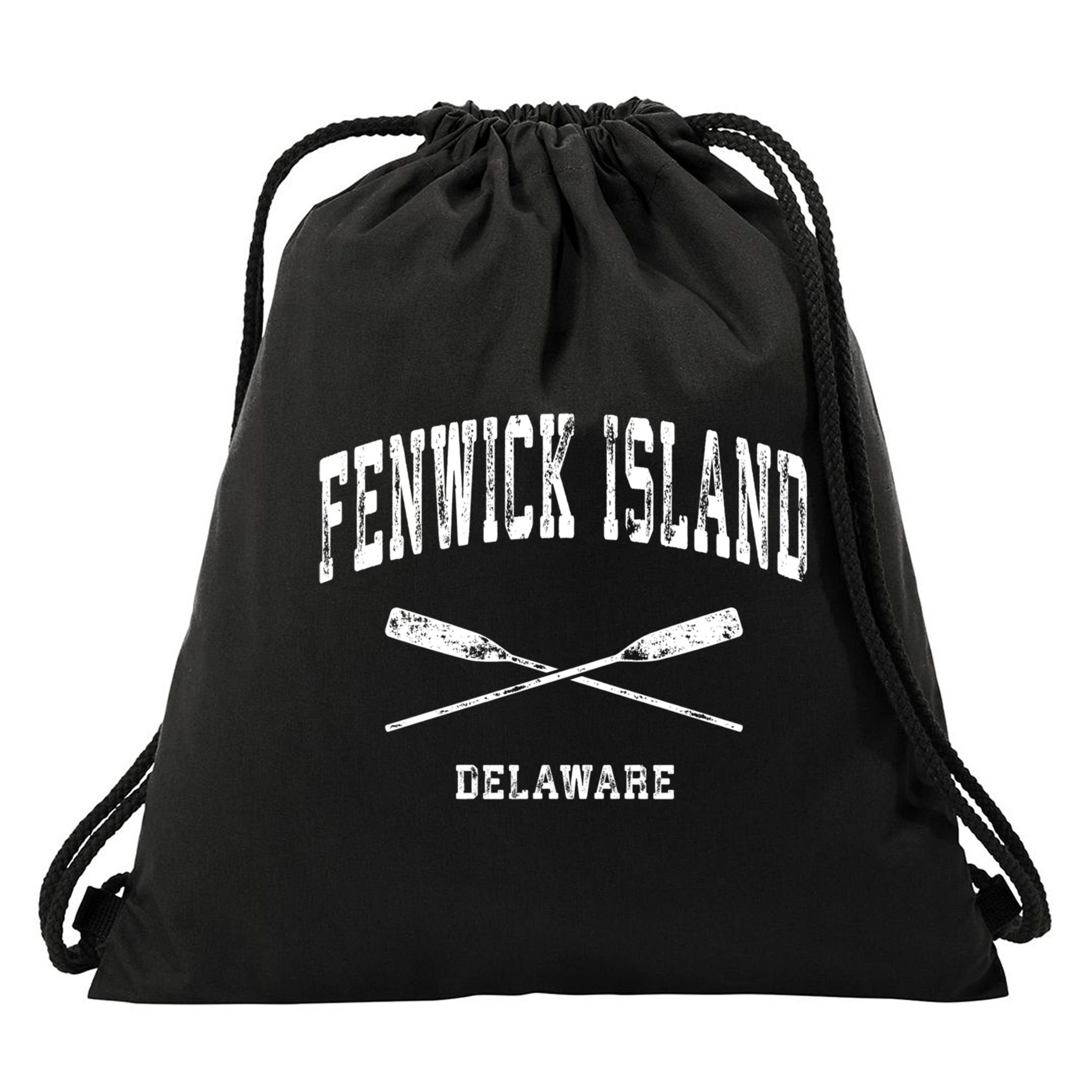 Fenwick Island Delaware Vintage Nautical Crossed Oars Gift Drawstring Bag