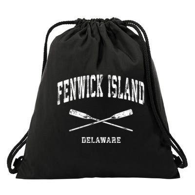 Fenwick Island Delaware Vintage Nautical Crossed Oars Gift Drawstring Bag