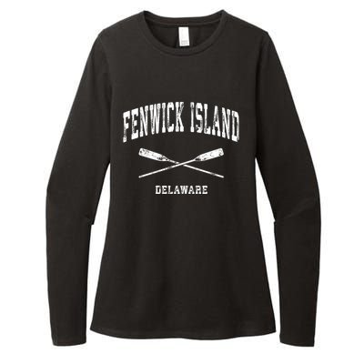 Fenwick Island Delaware Vintage Nautical Crossed Oars Gift Womens CVC Long Sleeve Shirt