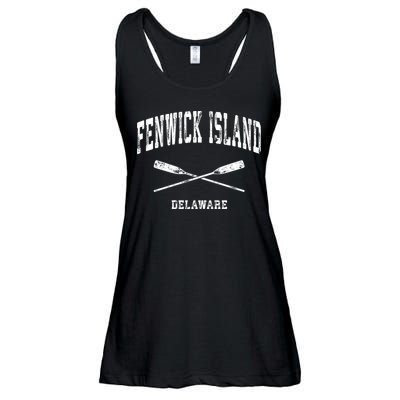 Fenwick Island Delaware Vintage Nautical Crossed Oars Gift Ladies Essential Flowy Tank