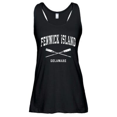 Fenwick Island Delaware Vintage Nautical Crossed Oars Gift Ladies Essential Flowy Tank