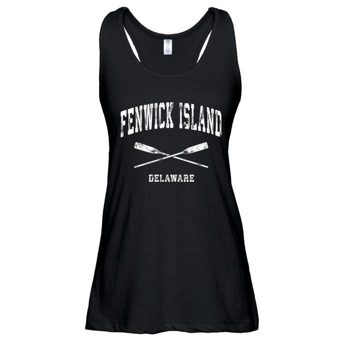 Fenwick Island Delaware Vintage Nautical Crossed Oars Gift Ladies Essential Flowy Tank