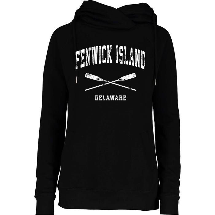 Fenwick Island Delaware Vintage Nautical Crossed Oars Gift Womens Funnel Neck Pullover Hood