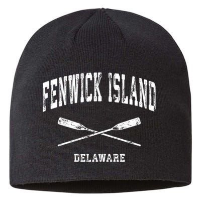 Fenwick Island Delaware Vintage Nautical Crossed Oars Gift Sustainable Beanie