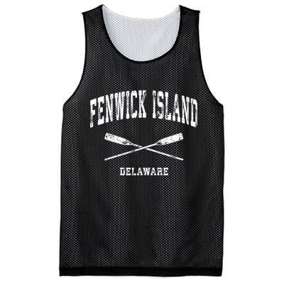 Fenwick Island Delaware Vintage Nautical Crossed Oars Gift Mesh Reversible Basketball Jersey Tank