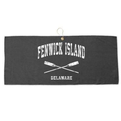 Fenwick Island Delaware Vintage Nautical Crossed Oars Gift Large Microfiber Waffle Golf Towel