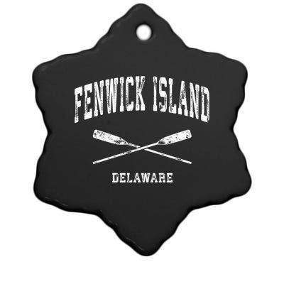 Fenwick Island Delaware Vintage Nautical Crossed Oars Gift Ceramic Star Ornament