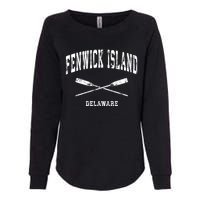 Fenwick Island Delaware Vintage Nautical Crossed Oars Gift Womens California Wash Sweatshirt