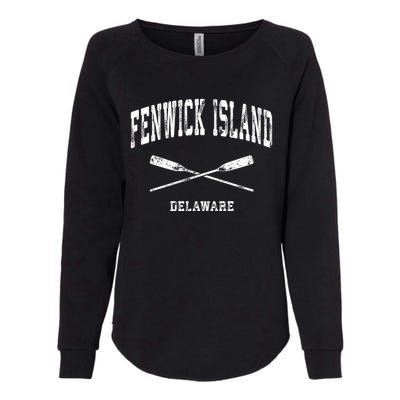 Fenwick Island Delaware Vintage Nautical Crossed Oars Gift Womens California Wash Sweatshirt