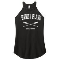 Fenwick Island Delaware Vintage Nautical Crossed Oars Gift Women's Perfect Tri Rocker Tank