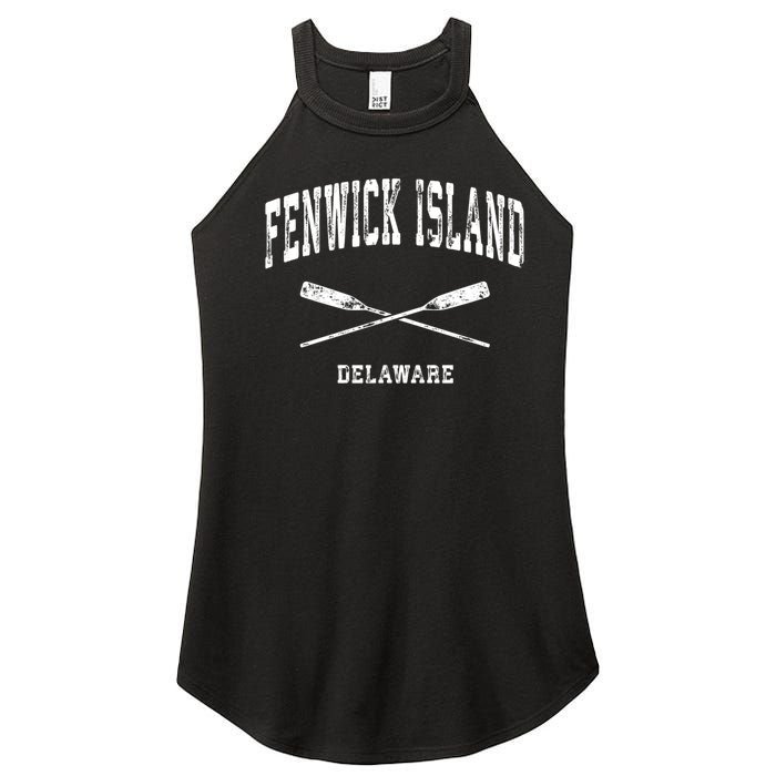 Fenwick Island Delaware Vintage Nautical Crossed Oars Gift Women's Perfect Tri Rocker Tank