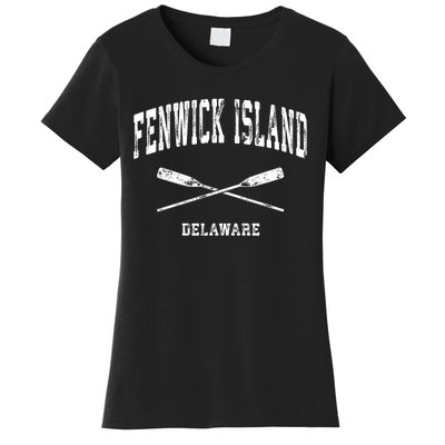 Fenwick Island Delaware Vintage Nautical Crossed Oars Gift Women's T-Shirt