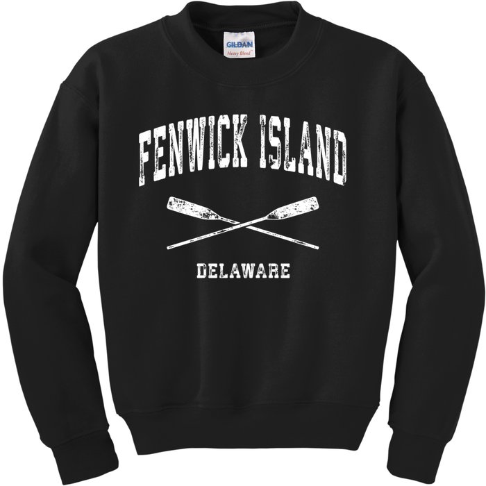 Fenwick Island Delaware Vintage Nautical Crossed Oars Gift Kids Sweatshirt