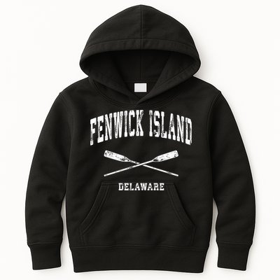 Fenwick Island Delaware Vintage Nautical Crossed Oars Gift Kids Hoodie