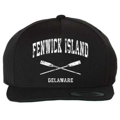 Fenwick Island Delaware Vintage Nautical Crossed Oars Gift Wool Snapback Cap