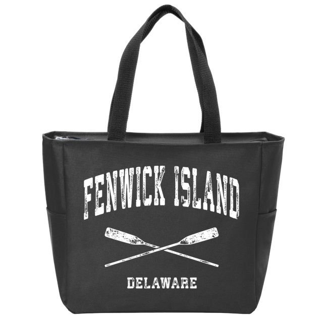 Fenwick Island Delaware Vintage Nautical Crossed Oars Gift Zip Tote Bag