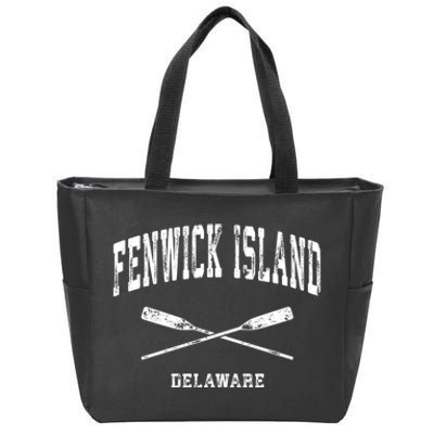 Fenwick Island Delaware Vintage Nautical Crossed Oars Gift Zip Tote Bag