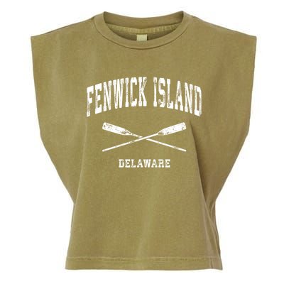 Fenwick Island Delaware Vintage Nautical Crossed Oars Gift Garment-Dyed Women's Muscle Tee