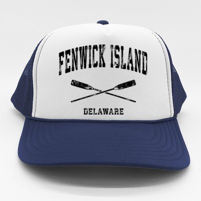 Fenwick Island Delaware Vintage Nautical Crossed Oars Gift Trucker Hat