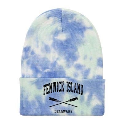 Fenwick Island Delaware Vintage Nautical Crossed Oars Gift Tie Dye 12in Knit Beanie