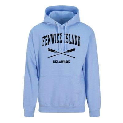 Fenwick Island Delaware Vintage Nautical Crossed Oars Gift Unisex Surf Hoodie