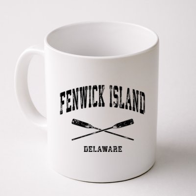 Fenwick Island Delaware Vintage Nautical Crossed Oars Gift Coffee Mug