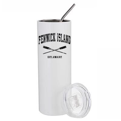 Fenwick Island Delaware Vintage Nautical Crossed Oars Gift Stainless Steel Tumbler